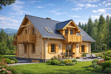  Projekt domu L-94 Dom szkolna z bali (BBD1146) - projekt domu parterowego z poddaszem - Zdjęcie 4