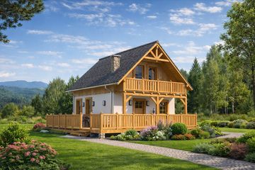  Projekt domu L-95 Dom solna szkieletowy (BBD1147) - projekt domu parterowego z poddaszem - Zdjęcie 1