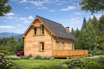  Projekt domu L-95 Dom solna z bali (BBD1148) - projekt domu parterowego z poddaszem - Zdjęcie 3