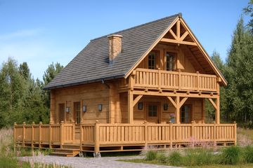  Projekt domu L-95 Dom solna z bali (BBD1148) - projekt domu parterowego z poddaszem - Zdjęcie 1