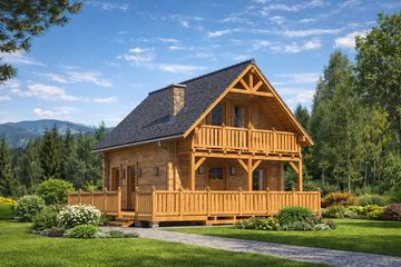  Projekt domu L-95 Dom solna z bali (BBD1148) - projekt domu parterowego z poddaszem - Zdjęcie 1