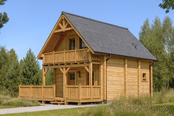  Projekt domu L-95 Dom solna z bali (BBD1148) - projekt domu parterowego z poddaszem - Zdjęcie 2