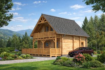  Projekt domu L-95 Dom solna z bali (BBD1148) - projekt domu parterowego z poddaszem - Zdjęcie 2