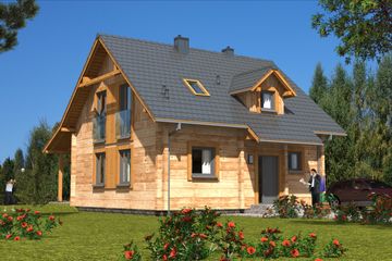  Projekt domu L-97 Dom z bali (BBD1152) - projekt domu parterowego z poddaszem - Zdjęcie 1