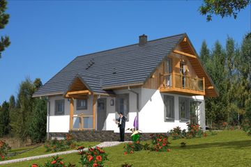  Projekt domu L-99 Dom polna szkieletowy (BBD1153) - projekt domu parterowego z poddaszem - Zdjęcie 1