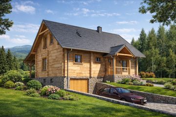  Projekt domu L-99 Dom polna z bali (BBD1154) - projekt domu parterowego z poddaszem - Zdjęcie 1