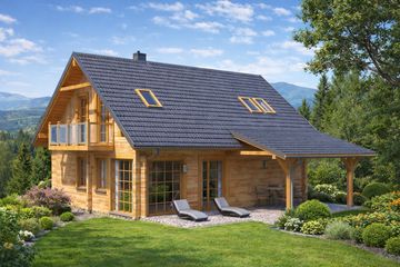  Projekt domu L-99 Dom polna z bali (BBD1154) - projekt domu parterowego z poddaszem - Zdjęcie 2