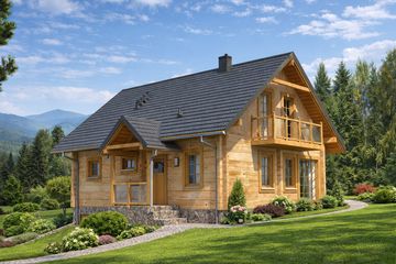  Projekt domu L-99 Dom polna z bali (BBD1154) - projekt domu parterowego z poddaszem - Zdjęcie 3