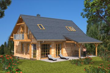  Projekt domu L-99 Dom polna z bali (BBD1154) - projekt domu parterowego z poddaszem - Zdjęcie 4