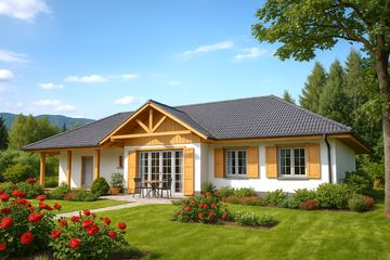  Projekt domu A-105 Dom bociania szkieletowy (BBD1157) - projekt domu parterowego - Zdjęcie 1