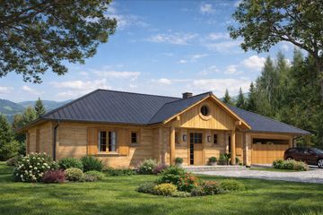  Projekt domu A-105 Dom bociania z bali (BBD1158) - projekt domu parterowego - Zdjęcie 2