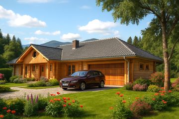  Projekt domu A-105 Dom bociania z bali (BBD1158) - projekt domu parterowego - Zdjęcie 2