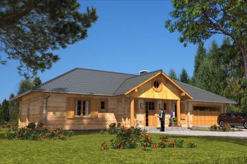  Projekt domu A-105 Dom bociania z bali (BBD1158) - projekt domu parterowego - Zdjęcie 2