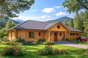  Projekt domu A-105 Dom bociania z bali (BBD1158) - projekt domu parterowego - Zdjęcie 1