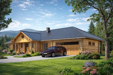  Projekt domu A-105 Dom bociania z bali (BBD1158) - projekt domu parterowego - Zdjęcie 1