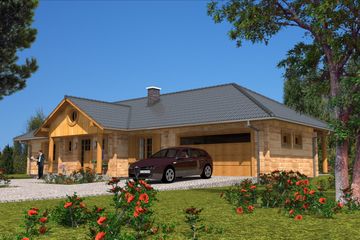  Projekt domu A-105 Dom bociania z bali (BBD1158) - projekt domu parterowego - Zdjęcie 1