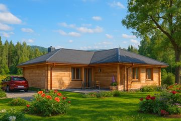  Projekt domu A-106 Dom browarna z bali (BBD1159) - projekt domu parterowego - Zdjęcie 3