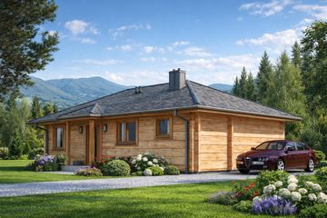  Projekt domu A-106 Dom browarna z bali (BBD1159) - projekt domu parterowego - Zdjęcie 3