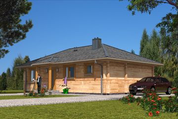  Projekt domu A-106 Dom z bali (BBD1159) - projekt domu parterowego - Zdjęcie 2