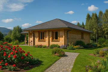  Projekt domu A-106 Dom browarna z bali (BBD1159) - projekt domu parterowego - Zdjęcie 4