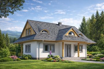  Projekt domu A-102 Dom wronia szkieletowy (BBD1164) - projekt domu parterowego z poddaszem - Zdjęcie 1