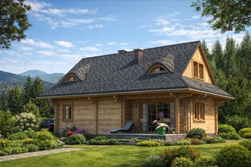  Projekt domu A-102 Dom wronia z bali (BBD1165) - projekt domu parterowego z poddaszem - Zdjęcie 3