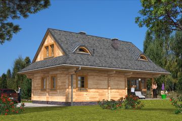  Projekt domu A-102 Dom wronia z bali (BBD1165) - projekt domu parterowego z poddaszem - Zdjęcie 4