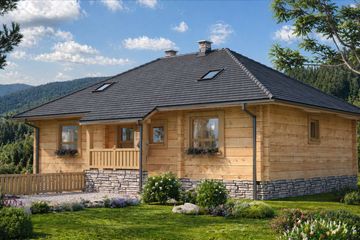  Projekt domu A-110 Dom kasztanowa z bali (BBD1173) - projekt domu parterowego - Zdjęcie 2