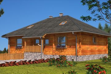  Projekt domu A-110 Dom kasztanowa z bali (BBD1173) - projekt domu parterowego - Zdjęcie 2