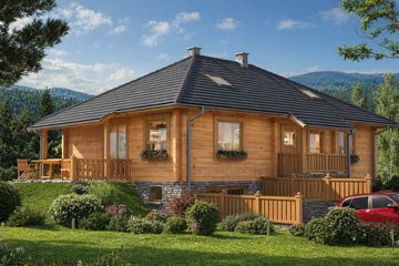  Projekt domu A-110 Dom kasztanowa z bali (BBD1173) - projekt domu parterowego - Zdjęcie 1