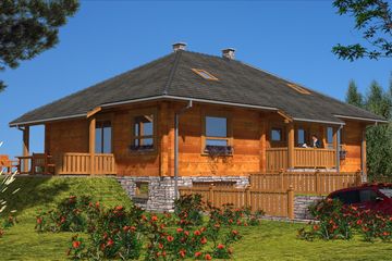  Projekt domu A-110 Dom kasztanowa z bali (BBD1173) - projekt domu parterowego - Zdjęcie 1