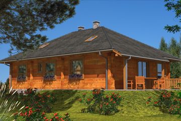  Projekt domu A-110 Dom kasztanowa z bali (BBD1173) - projekt domu parterowego - Zdjęcie 3