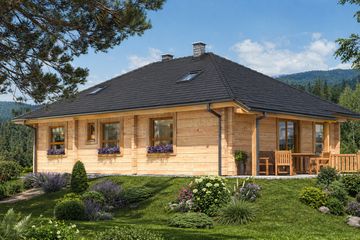  Projekt domu A-110 Dom kasztanowa z bali (BBD1173) - projekt domu parterowego - Zdjęcie 3