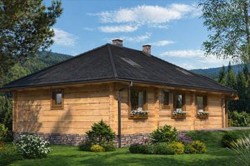  Projekt domu A-110 Dom kasztanowa z bali (BBD1173) - projekt domu parterowego - Zdjęcie 4