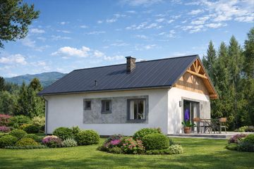  Projekt domu A-112 Dom wiśniowa szkieletowy (BBD1176) - projekt domu parterowego - Zdjęcie 2