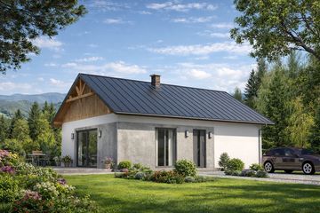  Projekt domu A-112 Dom wiśniowa szkieletowy (BBD1176) - projekt domu parterowego - Zdjęcie 1