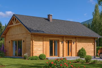  Projekt domu A-112 Dom z bali (BBD1177) - projekt domu parterowego - Zdjęcie 1