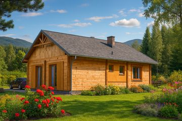  Projekt domu A-112 Dom z bali (BBD1177) - projekt domu parterowego - Zdjęcie 3