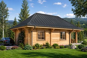 Projekt domu A-113 Dom olchowa - z bali - parterowy dom o powierzchni 99,80 m², dach czterospadowy - ujęcie 4