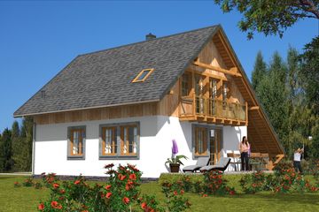  Projekt domu L-33 Dom szkieletowy (BBD1181) - projekt domu parterowego z poddaszem - Zdjęcie 1