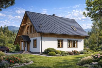 Projekt domu L-33 Dom lublińska - szkieletowy - parterowy z poddaszem dom o powierzchni 126,90 m², dach dwuspadowy - ujęcie 4