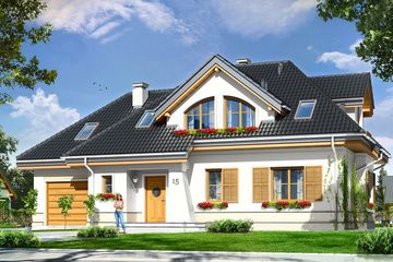  Projekt domu Gabryś (WAH1527) - projekt domu parterowego z poddaszem - Zdjęcie 1