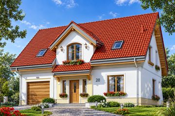 Projekt domu Koniczynka - parterowy z poddaszem dom o powierzchni 127,41 m², dach dwuspadowy - ujęcie 2