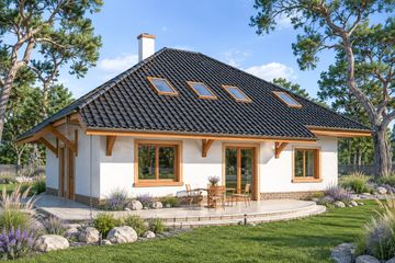 Projekt domu Kasia - parterowy z poddaszem dom o powierzchni 139,80 m², dach kopertowy - ujęcie 2