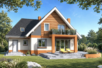 Projekt domu Rino II - parterowy z poddaszem dom o powierzchni 229,70 m², dach wielospadowy - ujęcie 2