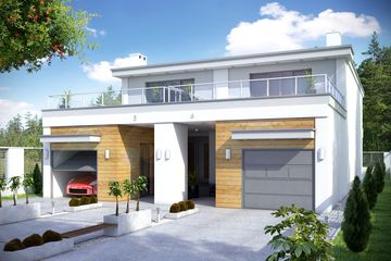  Projekt domu Long z garażem 1-st. bliźniak [A-BL2] (WRF1487) - projekt domu parterowego z poddaszem - Zdjęcie 1