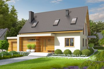 Projekt domu Nikodem G1 - parterowy z poddaszem dom o powierzchni 121,92 m², dach dwuspadowy - ujęcie 2
