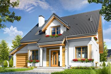  Projekt domu Spokojny (WAH1555) - projekt domu parterowego z poddaszem - Zdjęcie 1