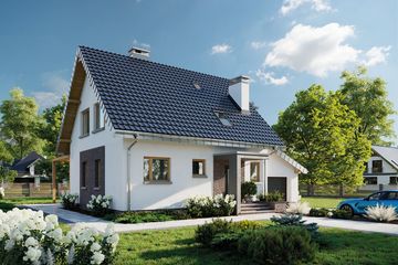Projekt domu Ewa Neo (1375) - parterowy z poddaszem dom o powierzchni 100,80 m², dach dwuspadowy - ujęcie 2