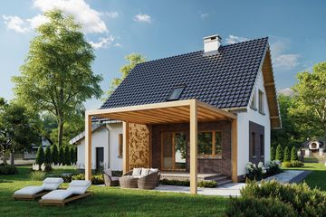 Projekt domu Ewa Neo (1375) - parterowy z poddaszem dom o powierzchni 100,80 m², dach dwuspadowy - ujęcie 3